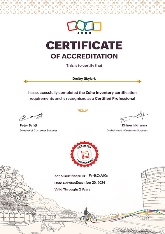 Dmitry Skylark - Certified Zoho Inventory Professional