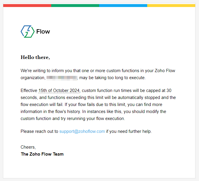 Zoho Flow Custom Function Time Capping