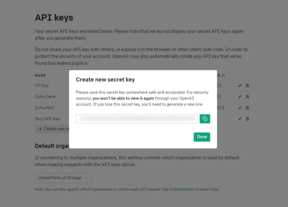 OpenAI API Key Created