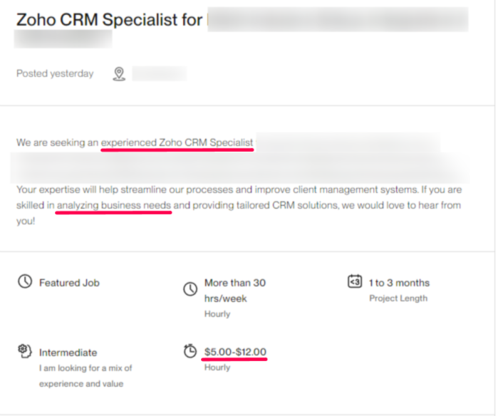 Zoho CRM Specialist Wanted