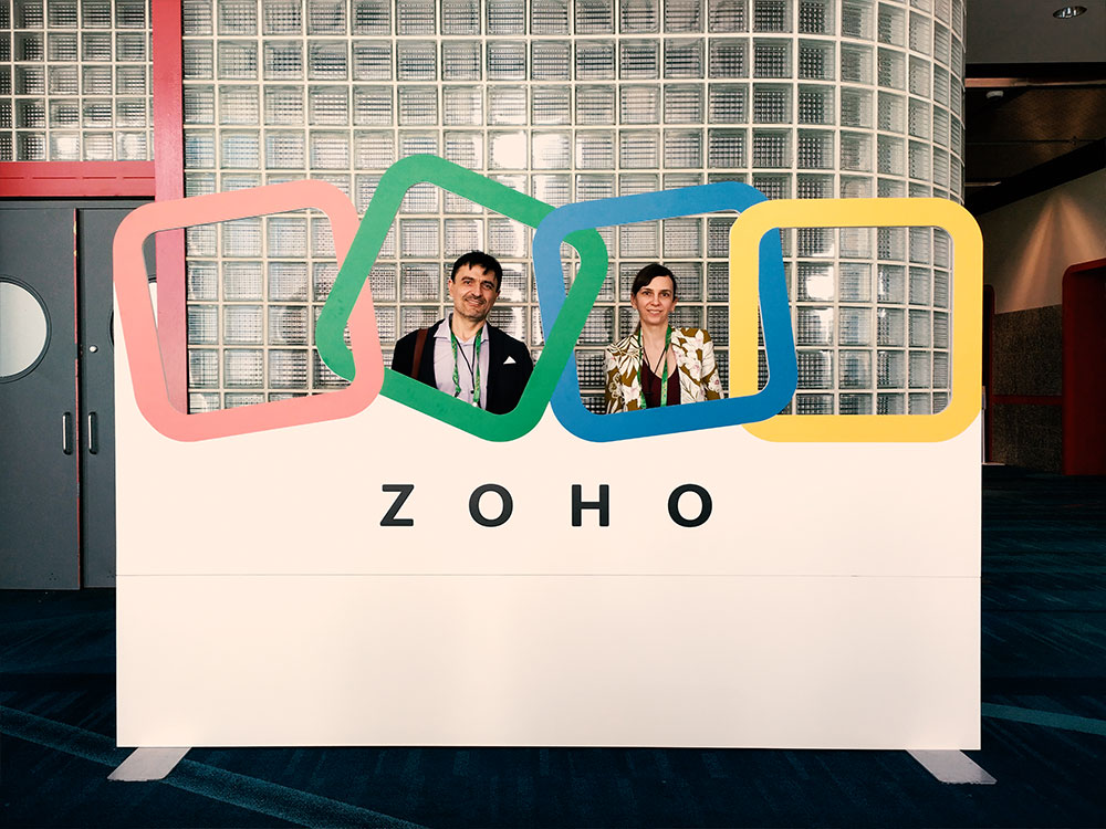 An inevitable shot with the giant Zoho logo!